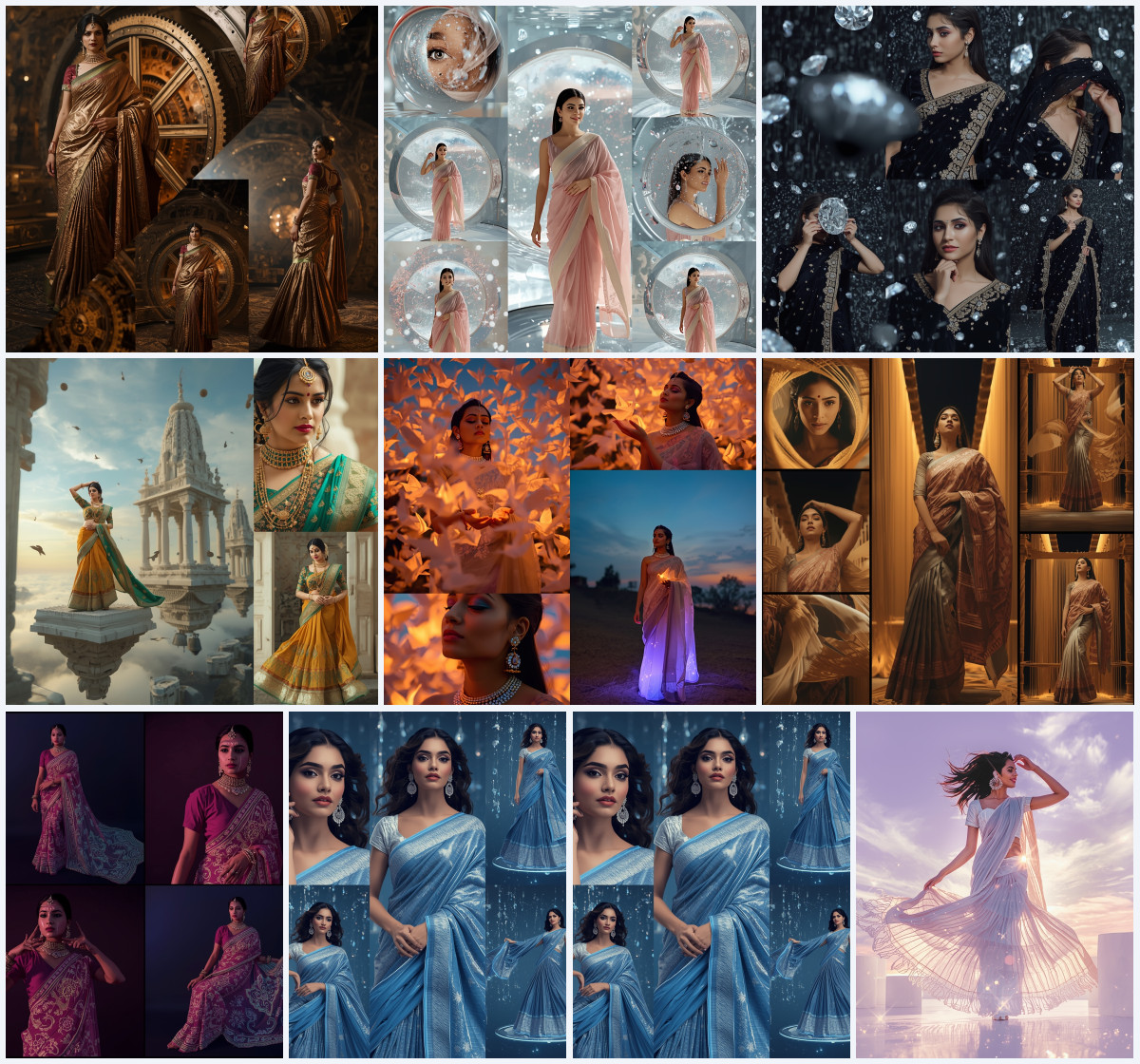 10+ Dark Theme Saree AI Prompts to Create Moody and Stylish Ethnic Photos with Bold Contrast