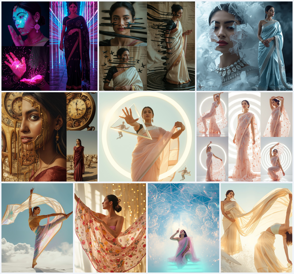 10+ Festive Bandhani Saree AI Prompts to Create Elegant High-Fashion Portraits with Bright Aesthetics