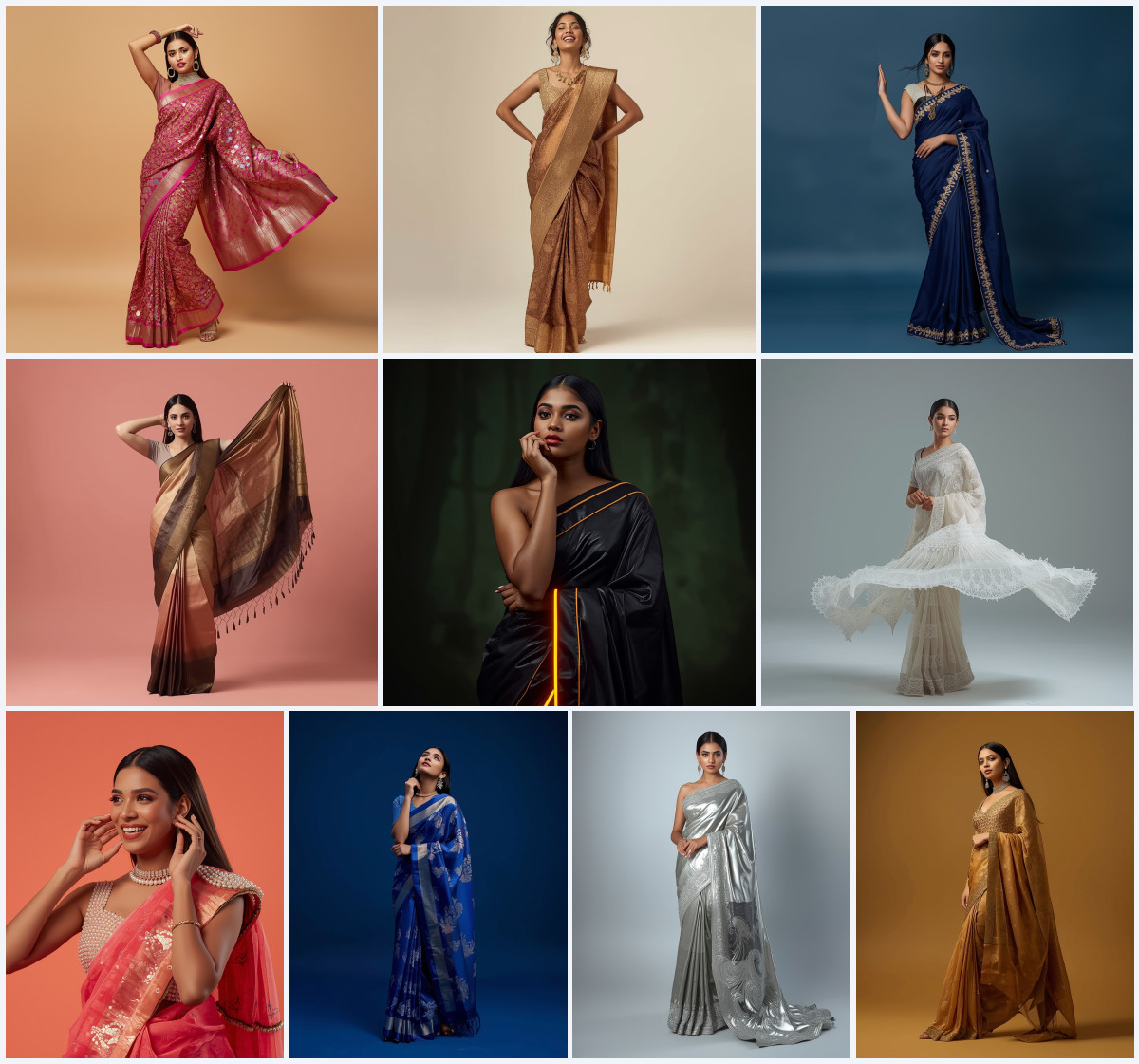10+ Holographic Foil-Stamped Satin Fancy Saree AI Prompts for Futuristic Glamour via Gemini and ChatGPT - Main Thumbnail