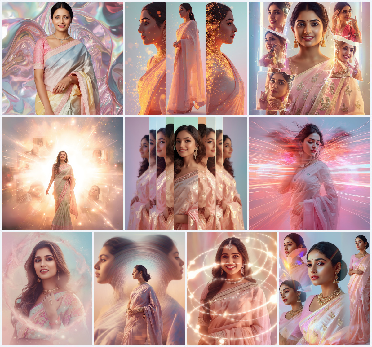 10+ Lightweight Tant Saree Pose AI Prompts to Generate Bright DSLR Lifestyle Photography