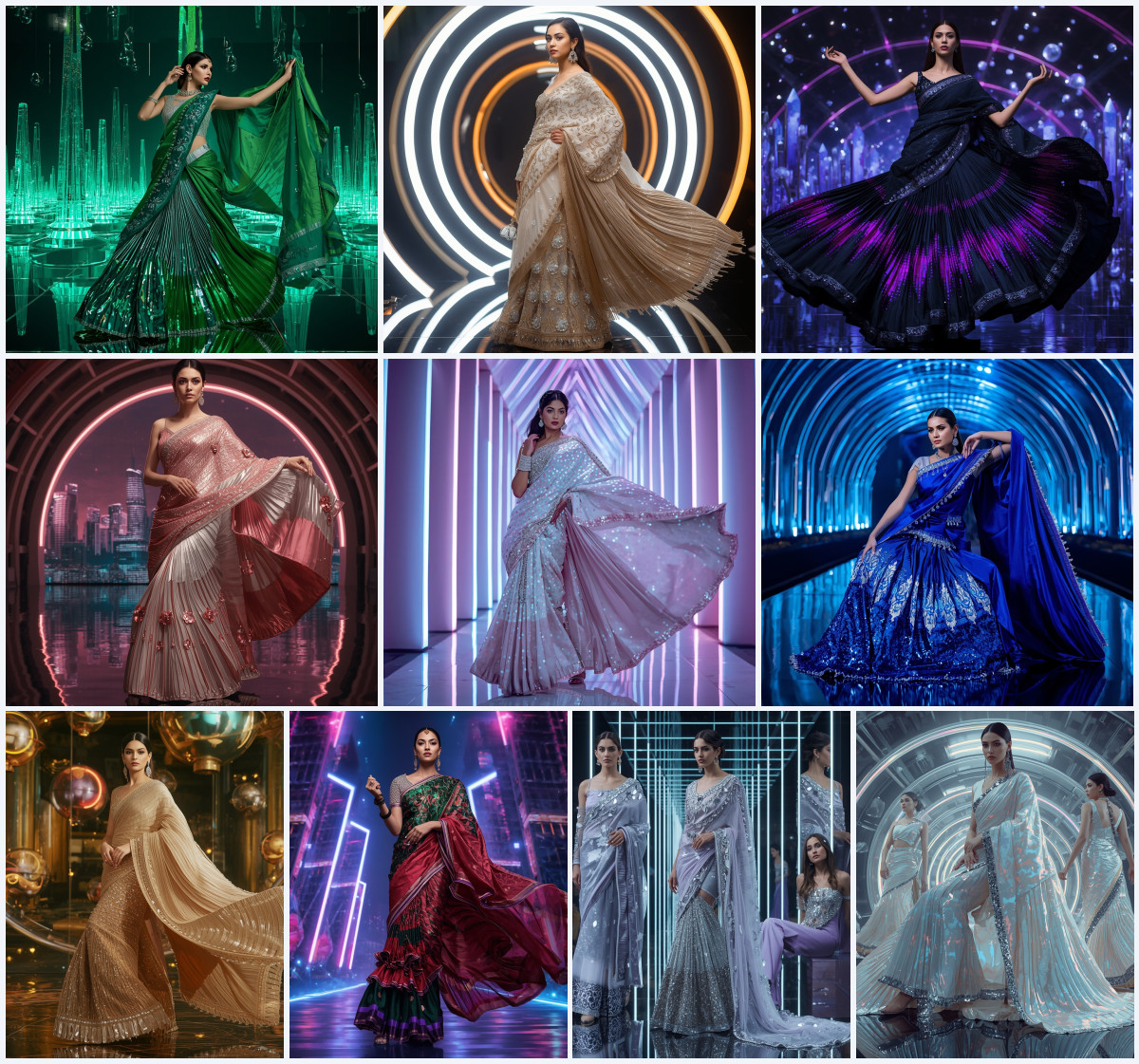 10+ Polka Pop Retro Modern Saree AI Prompts for Glowing Cyber-Ethnic Art via Gemini, Grok, and ChatGPT - Main Thumbnail