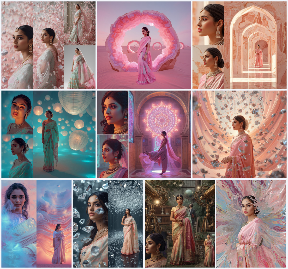 10+ Saree AI Prompts to Create Ultra Realistic Ethnic Photos with Cinematic Lighting and Detail