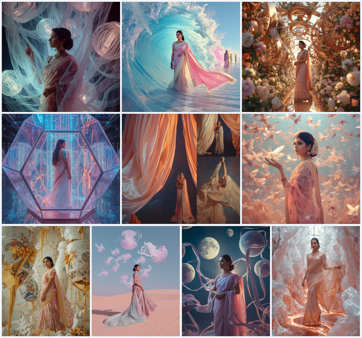 10+ Saree Fashion AI Prompts to Create Modern Ethnic Outfit Photos with Influencer Look