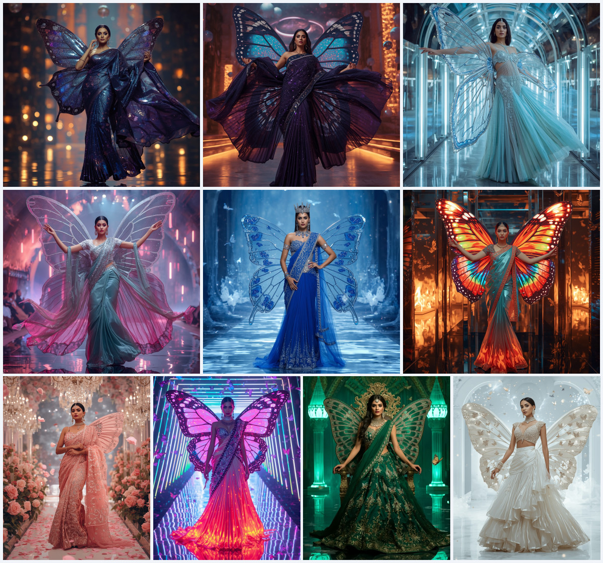 10+ Silver Moonlit Lake Butterfly Saree AI Prompts to Create Serene Reflective Night Portraits - Main Thumbnail