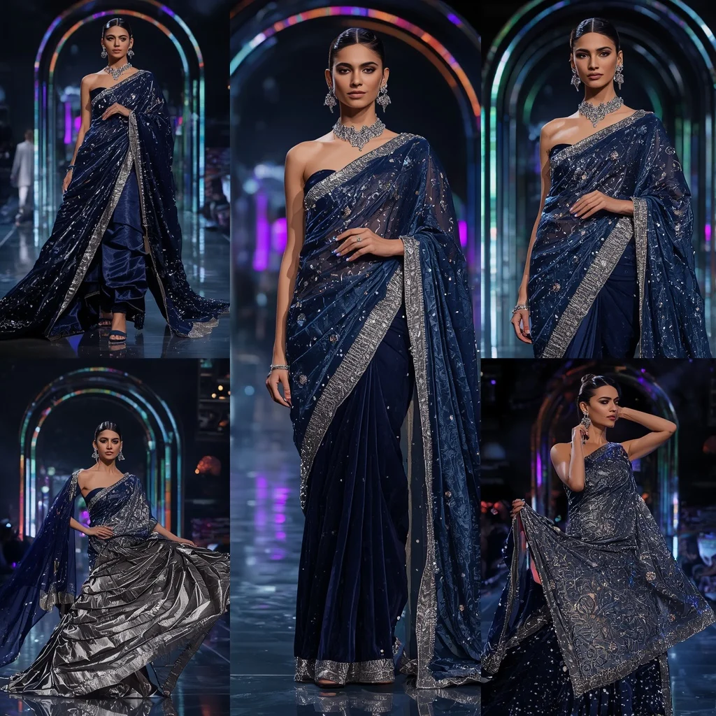 Cosmic Royale Saree with Floating Mirror Arches | Selfie Prompt
