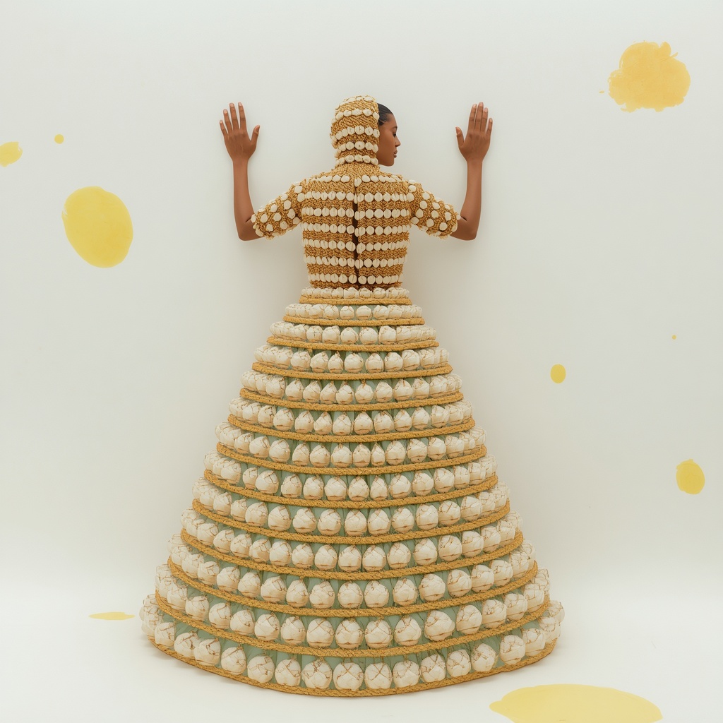 Dense Cowrie Shell Mountain & Thick Zari Armor Pastel Sea Green Saree | Symmetrical Wall Press Pose | Saree Prompt For Girls