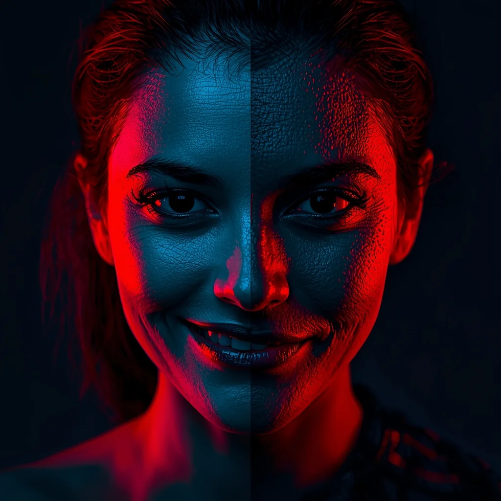 Dual Personality Cinematic Split Portrait | Ultra Realistic Photo Prompts