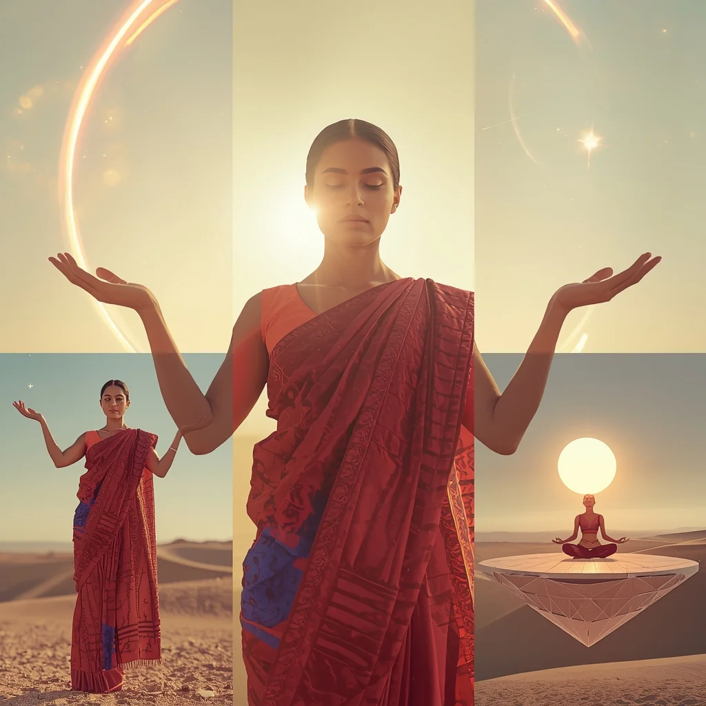 Fancy Festival Saree Quantum-Fold Nebula Velvet | Ai Gemini Saree Prompt