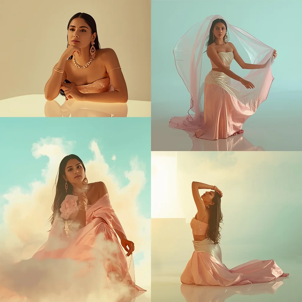 Festival Fancy Saree Holographic Glow Wave Sunrise | Saree Prompt Generator