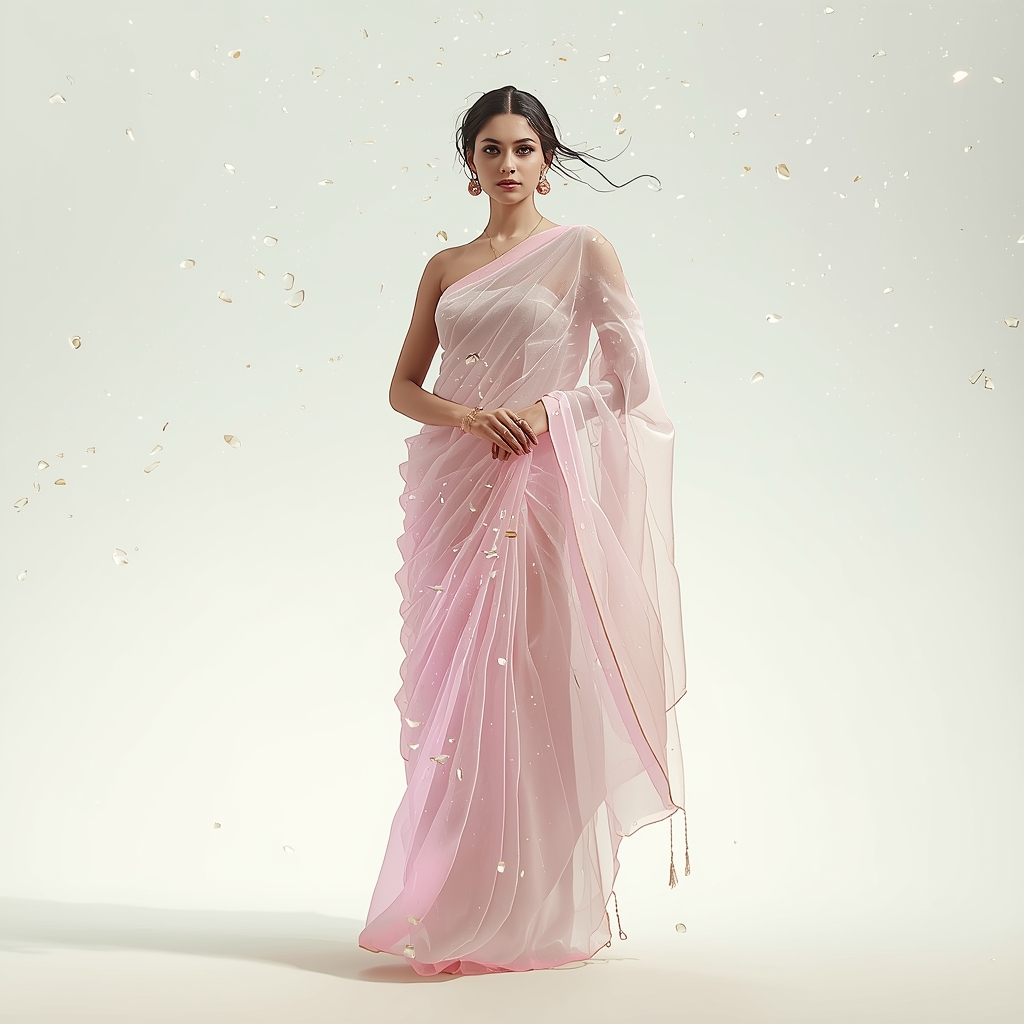 Festive Fancy Saree Sound-Reactive Piezoelectric Velvet | Saree Look Ai Prompt