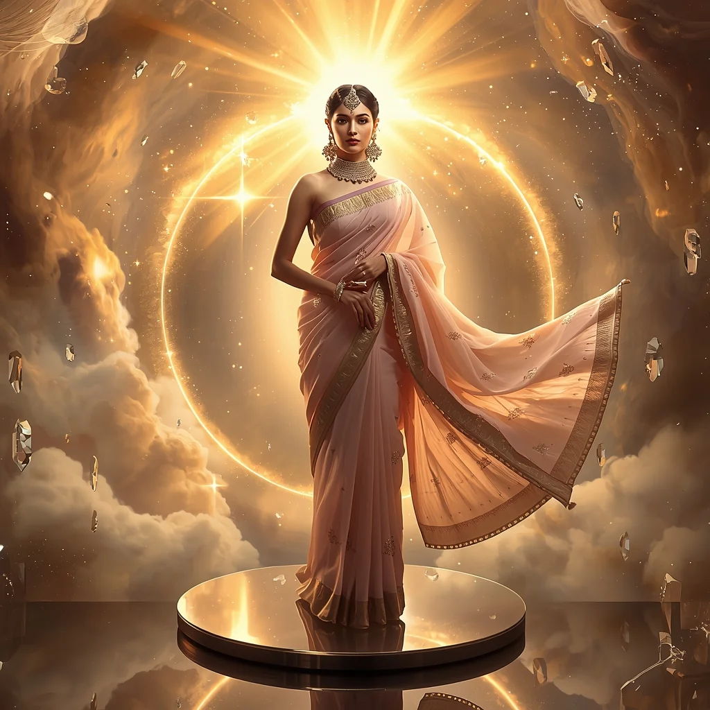 Festive Pastel Saree Golden Aurora Nebula Vortex Collage | Eternal Supreme Prompt | Saree Prompt Copy Paste