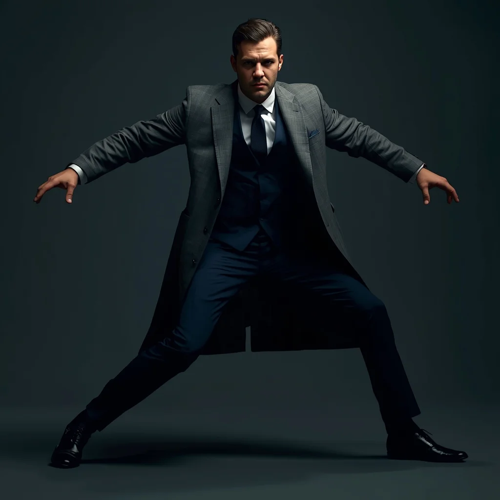 Full Body Double Step Halt Pose with Sudden Authority Stop | Gemini Ai Photo Prompt