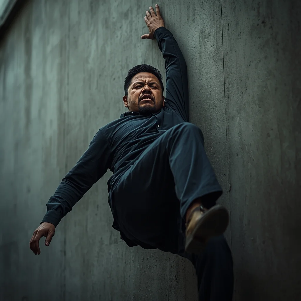 Full Body Wall Slide Down Pose with Emotional Burnout Intensity | Instagram Profile Pic Ai Prompt