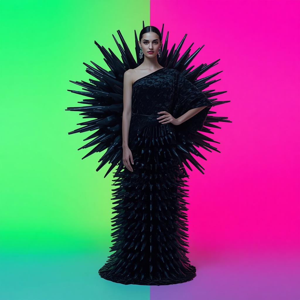 Heavy Crushed Velvet with 3D Giant Liquid Mercury Spine Structures | Beautiful Woman Ai Prompt