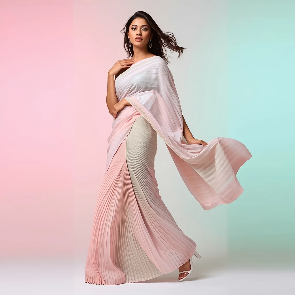 Modern Saree Girl Side Step Shoulder Lift Elegant Pose | Wedding Ai Prompt