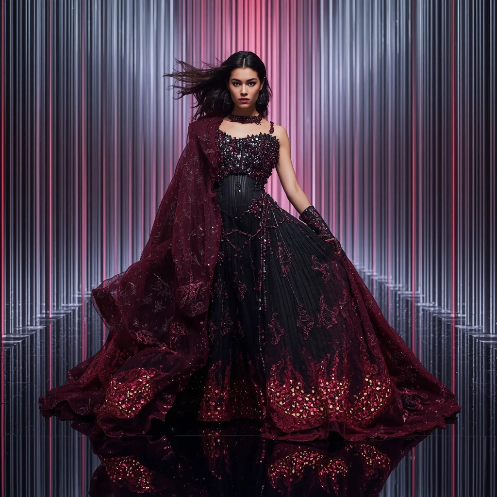 Obsidian Thunder Flame Saree with Infinity Plasma Palace | Saree Prompt