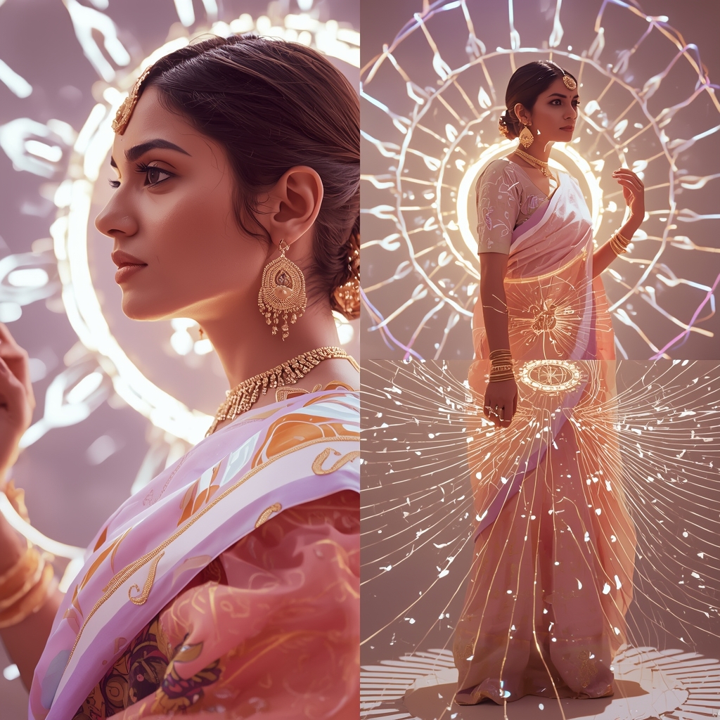 Pastel Saree Hyper Energy Rings Resonance Field Cinematic Viral Prompt | Saree Pose Ai Prompt For Image Generation