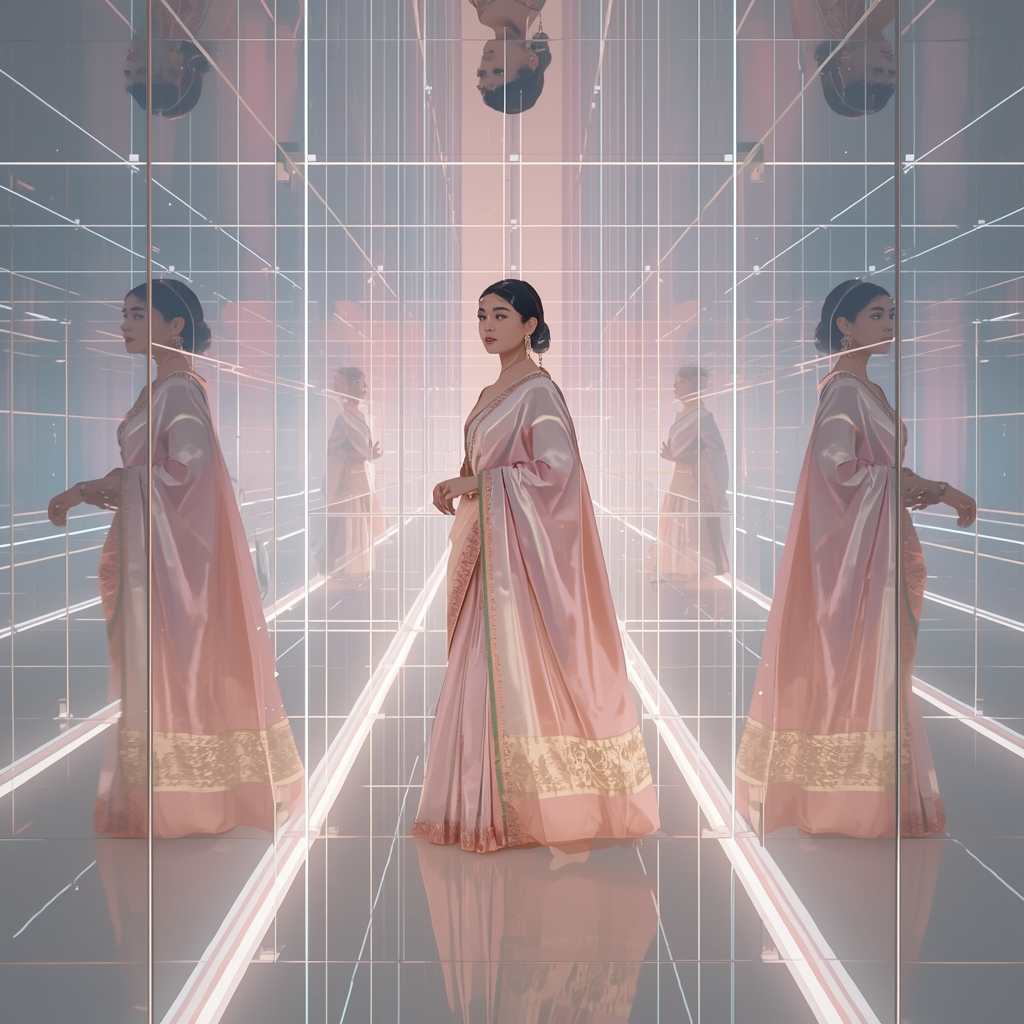 Pastel Saree Hyperglass Tunnel Dream Luxury Prompt | Wedding Ai Prompt