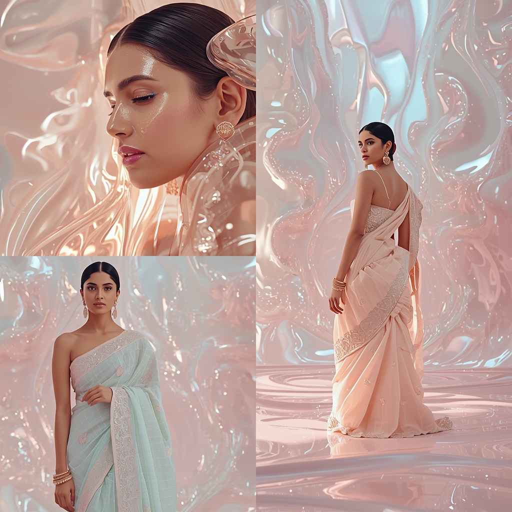 Pastel Saree Liquid Pearl Dimension Luxury Prompt | Motivation Ai Prompt