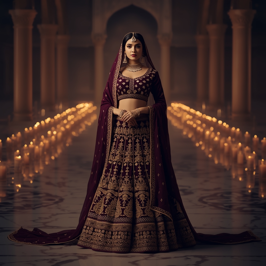 Royal Mughal Queen in Candlelit Palace Hall | Aesthetic Prompt Ideas