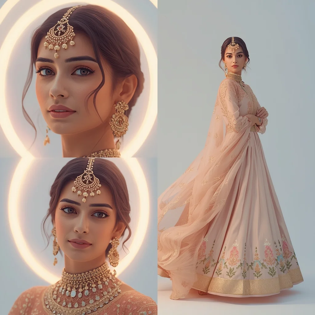 Royal Pastel Maxi Dress Western Traditional Composition | Saree Ai Prompt