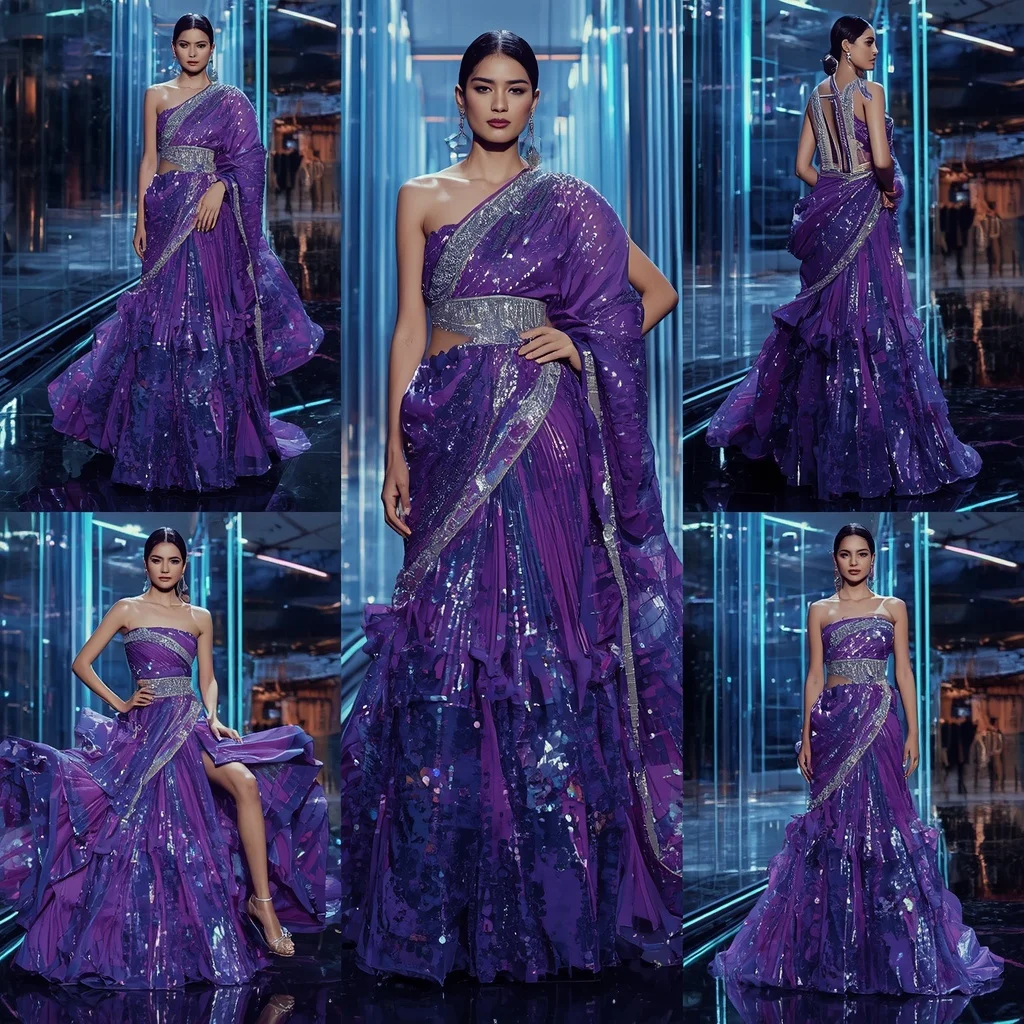 Royal Prism Saree with Floating Glass Architecture | Indian Girl Ai Prompt
